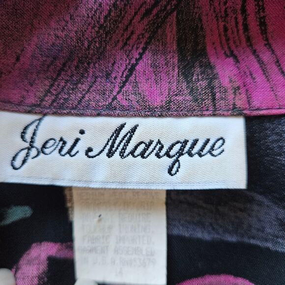 Vintage Jeri Marque Floral Button Front 80s Tunic Top Size 14 Wearable Art - Picture 10 of 11